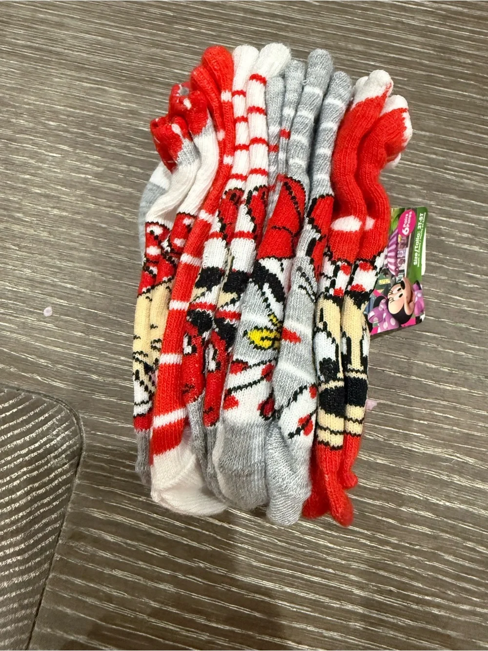 NWT Size 3T-5T Disney Minnie Mouse Red & White Polka Dot 6 pairs of Socks